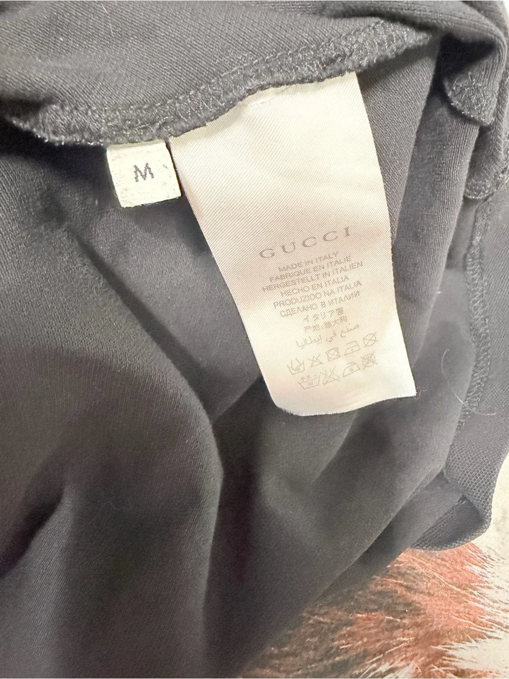 Gucci Black Polo with Yellow Tiger-Print Collar Detail medium